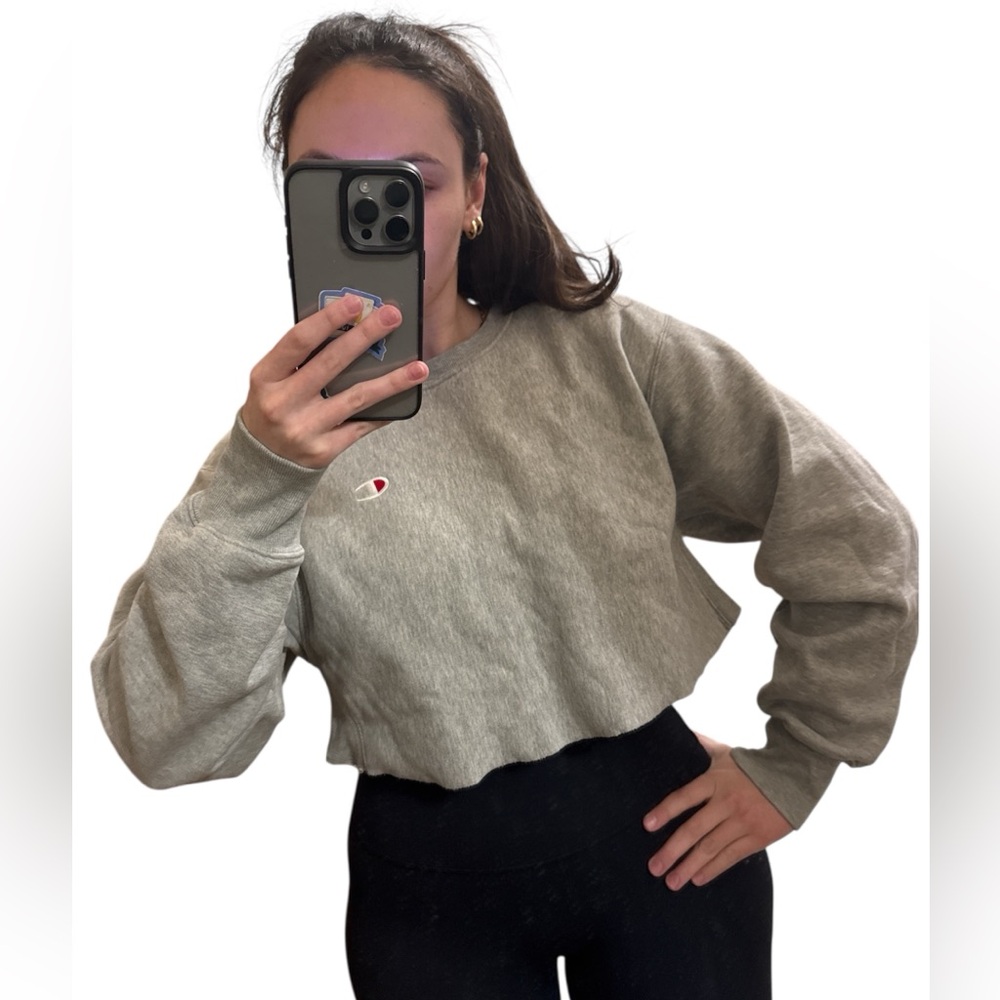 Champion Heather Gray Cropped Hoodie